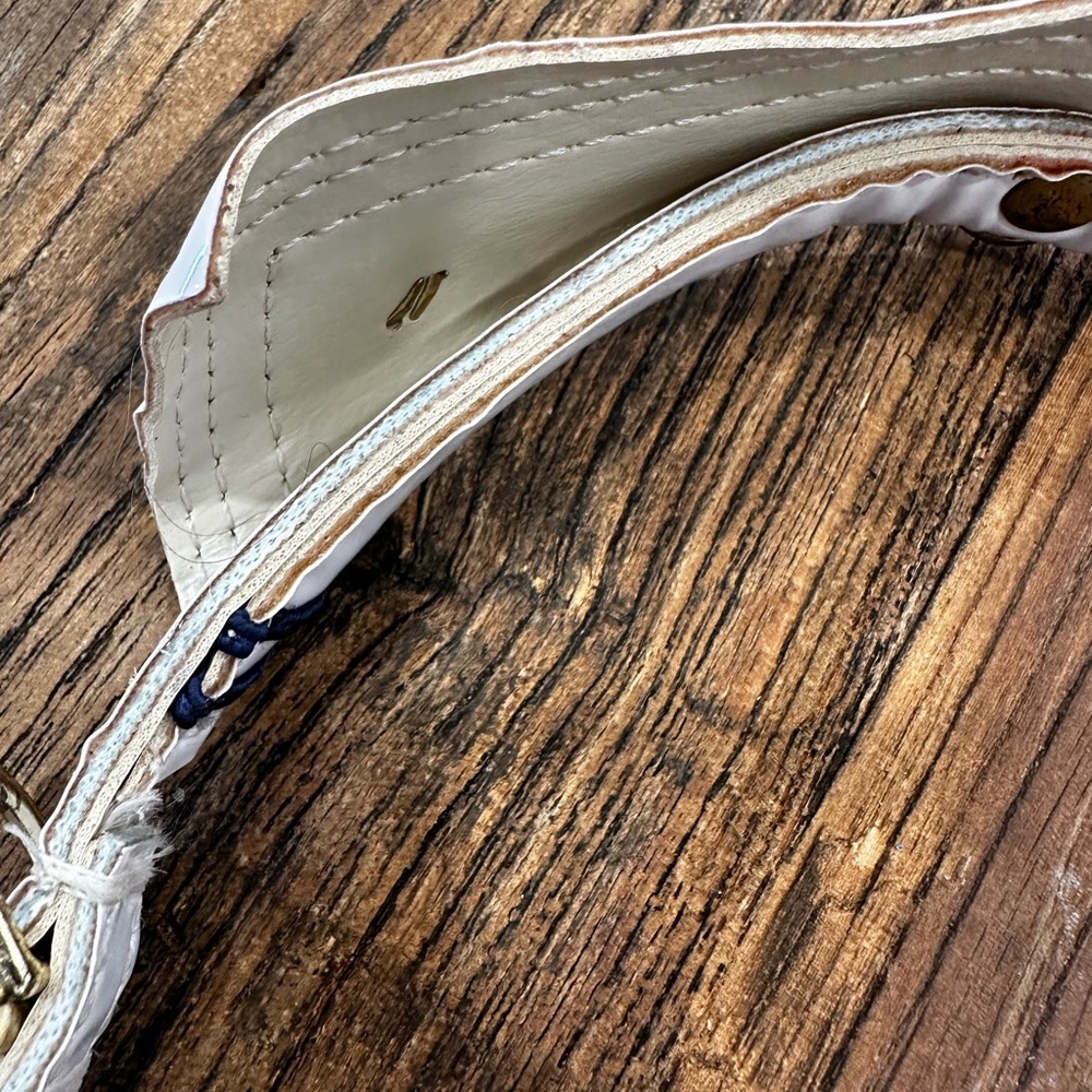 White and Blue Dog Collar with Gold Accents - Picture 7 of 7